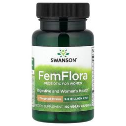 Swanson Vitamins Femflora Probiotic For Women 9 8 Billion Cfu 60 Vegan Capsules
