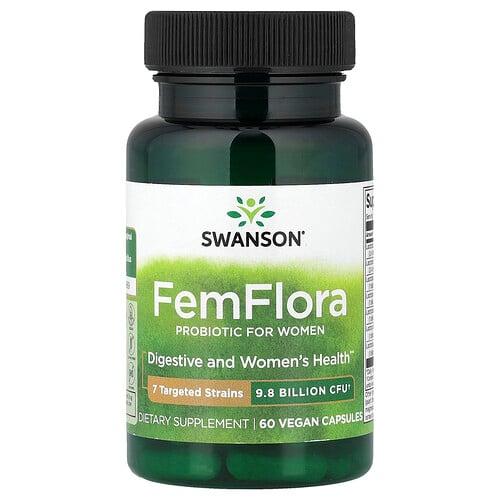 Swanson Vitamins Femflora Probiotic For Women 9 8 Billion Cfu 60 Vegan Capsules