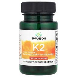 Swanson Vitamins Natural Vitamin K2 100 Mcg 30 Softgels