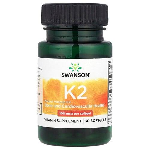 Swanson Vitamins Natural Vitamin K2 100 Mcg 30 Softgels