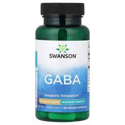 Swanson Vitamins Gaba Maximum Strength 750 Mg 60 Veggie Capsules