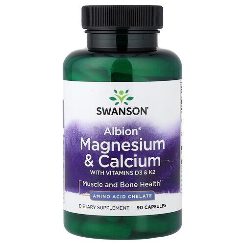 Swanson Vitamins Albion Magnesium Calcium With Vitamins D3 K2 90 Capsules