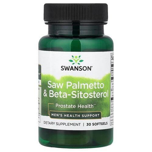 Swanson Vitamins Saw Palmetto Beta Sitosterol 30 Softgels