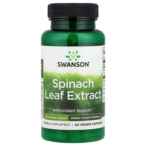 Swanson Vitamins Spinach Leaf Extract 650 Mg 60 Veggie Capsules