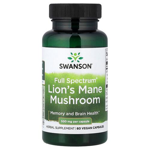 Swanson Vitamins Full Spectrum Lion S Mane Mushroom 500 Mg 60 Vegan Capsules