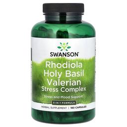 Swanson Vitamins Rhodiola Holy Basil Valerian Stress Complex 180 Capsules