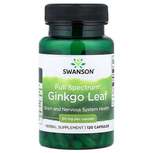Swanson Vitamins Full Spectrum Ginkgo Leaf 60 Mg 120 Capsules