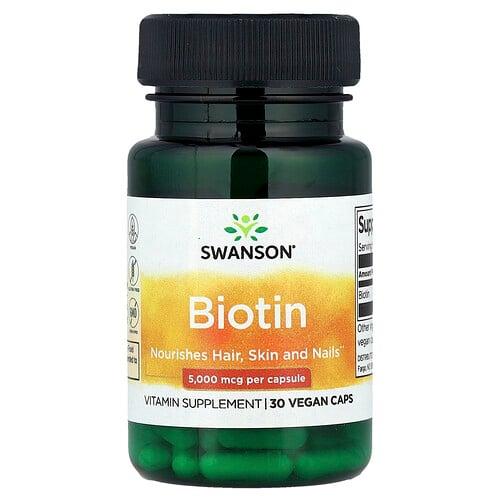 Swanson Vitamins Biotin 5 000 Mcg 30 Vegan Caps