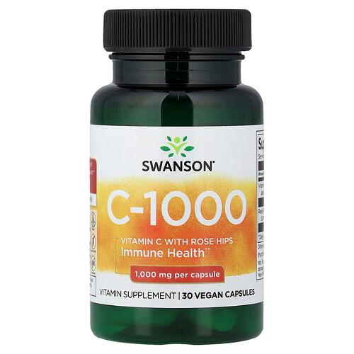 Swanson Vitamins C 1000 With Rose Hips 30 Vegan Capsules product image