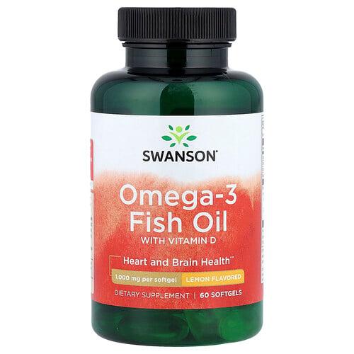 Swanson Vitamins Omega 3 Fish Oil With Vitamin D Lemon 60 Softgels