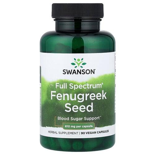 Swanson Vitamins Full Spectrum Fenugreek Seed 90 Vegan Capsules 610 Mg Per Capsule