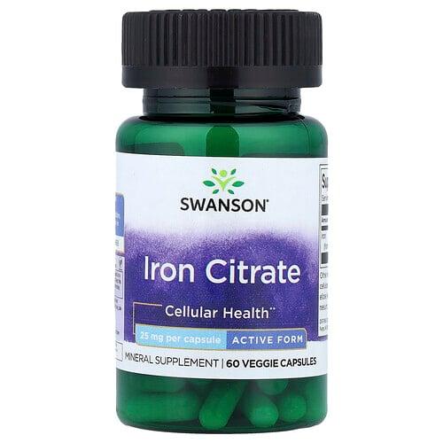 Swanson Vitamins Iron Citrate Active Form 25 Mg 60 Veggie Capsules product image