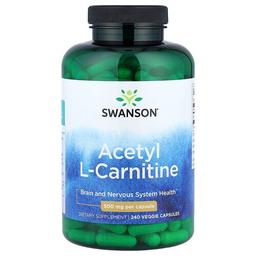 Swanson Vitamins Acetyl L Carnitine 500 Mg 240 Veggie Capsules