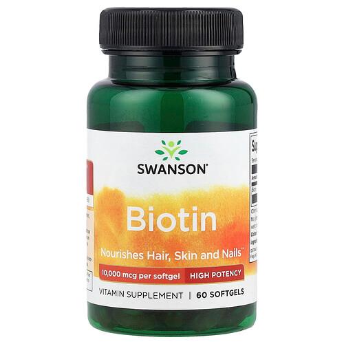 Swanson Vitamins Biotin 10 000 Mcg 60 Softgels