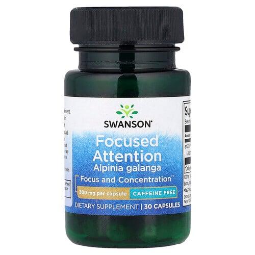 Swanson Vitamins Focused Attention Alpinia Galanga Caffeine Free 300 Mg 30 Capsules