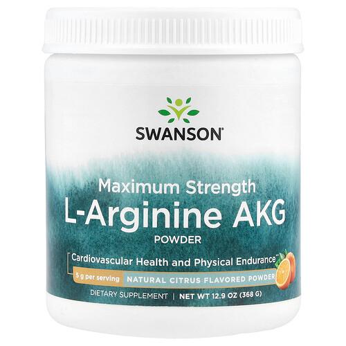 Swanson Vitamins Maximum Strength L Arginine Akg Powder Natural Citrus 12 9 Oz 368 G