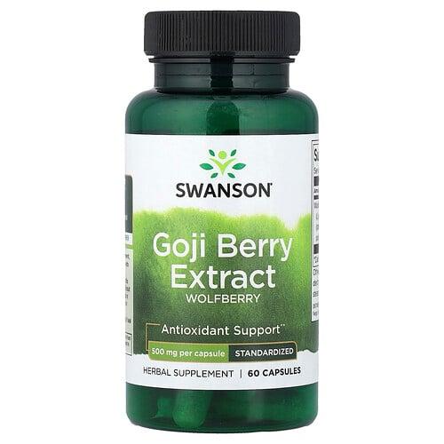 Swanson Vitamins Goji Berry Extract Standardized 500 Mg 60 Capsules