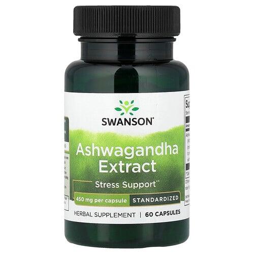 Swanson Vitamins Ashwagandha Extract Standardized 450 Mg 60 Capsules