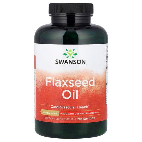 Swanson Vitamins Flaxseed Oil 1 G 200 Softgels
