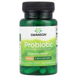 Swanson Vitamins Probiotic With Digestive Enzymes 5 Billion Cfu 60 Veggie Caps