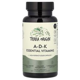 Terra Origin A D K Essential Vitamins 60 Liquid Capsules