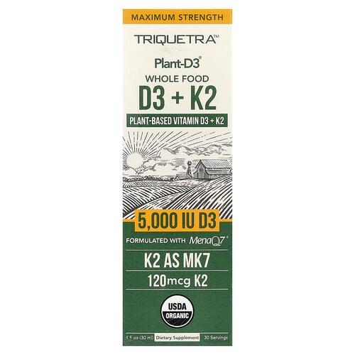 Triquetra Health Plant D3 Whole Food D3 K2 1 Fl Oz 30 Ml