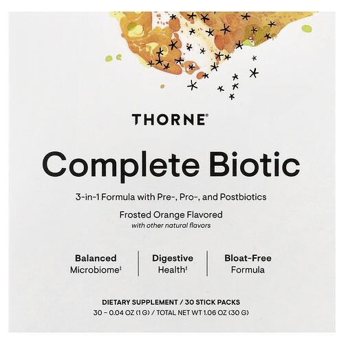 Thorne Complete Biotic Frosted Orange 30 Stick Packs 0 04 Oz 1 G Each