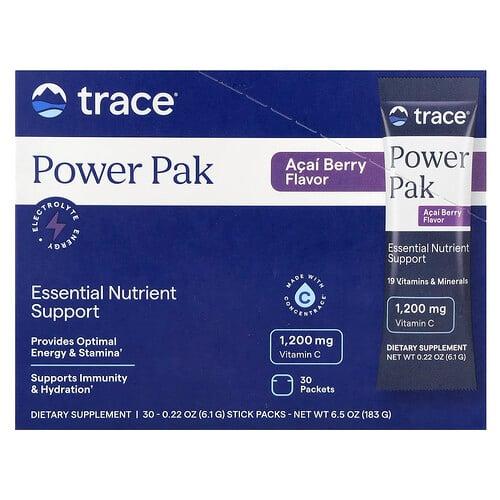Trace Power Pak Acai Berry 30 Stick Packets 0 22 Oz 6 1 G Each