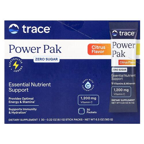 트레이스 미네랄 리서치 Trace, 파워 팩, 설탕 무함유, 시트러스, 스틱팩 30개, 개당 6.1g(0.22oz) product image