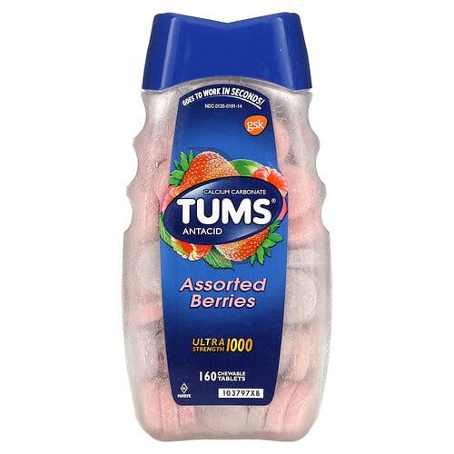 Tums Ultra Strength Antacid Assorted Berries 1 000 Mg 160 Chewable Tablets