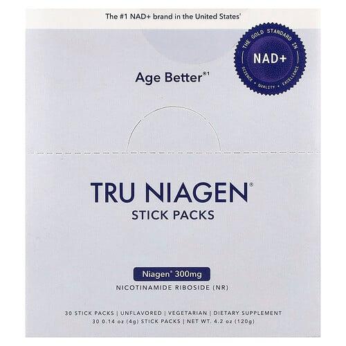 Tru Niagen Nad Nicotinamide Riboside Unflavored 30 Stick Packs 0 14 Oz 4 G Each