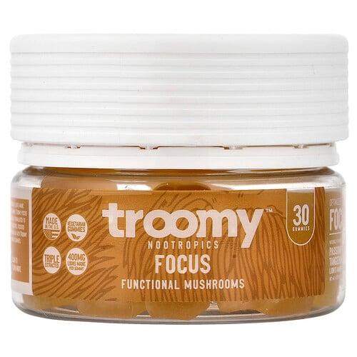 Troomy Nootropics Focus Functional Mushrooms Gummies Passionfruit Tangerine 30 Gummies