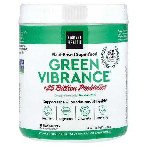 Vibrant Health Green Vibrance 25 Billion Probiotics Version 21 0 5 82 Oz 165 G