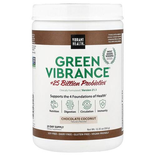 Vibrant Health Green Vibrance 25 Billion Probiotics Version 21 0 Chocolate Coconut 12 35 Oz 350 G product image