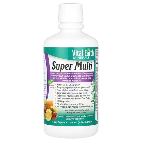 Vital Earth Minerals Super Multi Natural Tropical Passion Fruit 32 Fl Oz 946 Ml