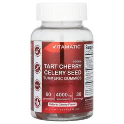 Vitamatic Vegan Tart Cherry Celery Seed Turmeric Gummies Natural Cherry 60 Gummies