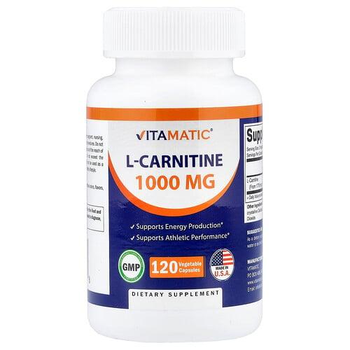 Vitamatic L Carnitine 120 Vegetable Capsules 500 Mg Per Capsule