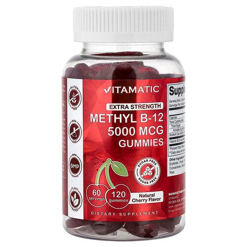 Vitamatic Methyl B 12 Gummies Natural Cherry 120 Gummies 2 500 Mcg Per Gummy
