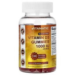 Vitamatic Vitamin D3 Gummies Natural Strawberry 1 000 Iu 25 Mcg 120 Gummies