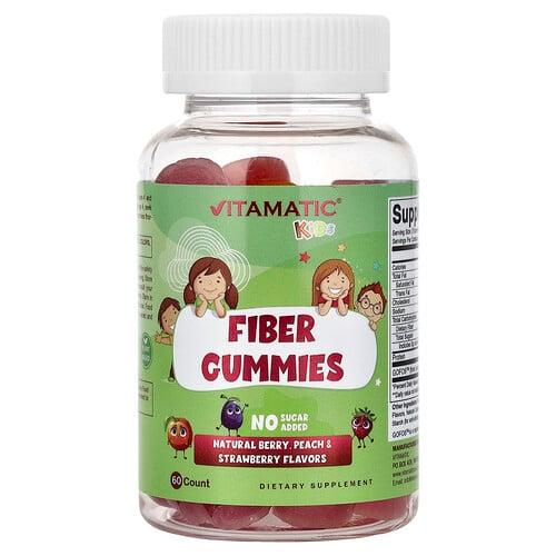 Vitamatic Kids Fiber Gummies Natural Berry Peach Strawberry 60 Gummies