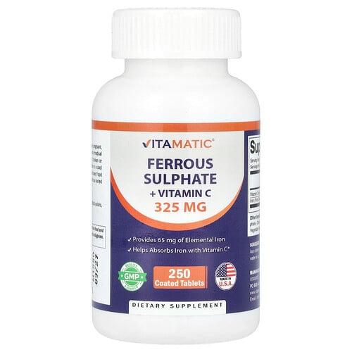 Vitamatic Ferrous Sulphate Vitamin C 250 Coated Tablets