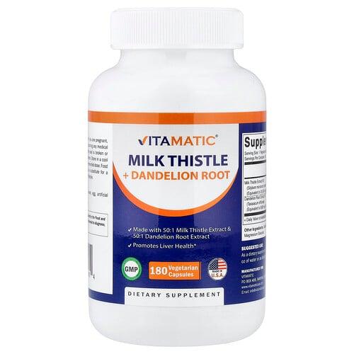 Vitamatic Milk Thistle Dandelion Root 180 Vegetarian Capsules