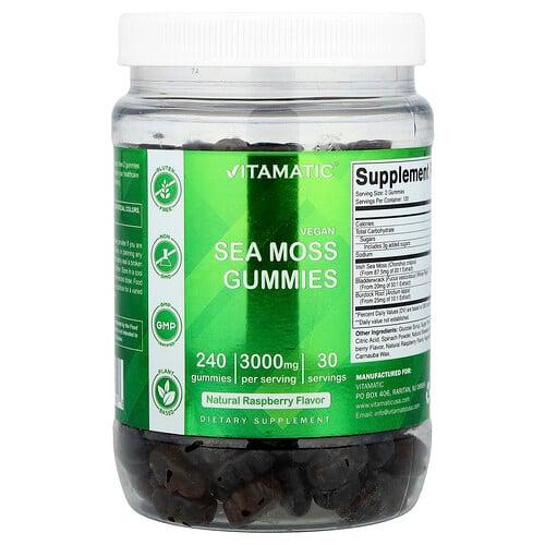 Vitamatic Vegan Sea Moss Gummies Natural Raspberry 240 Gummies