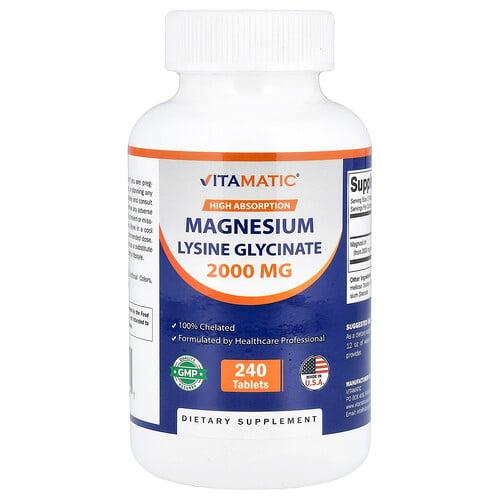 Vitamatic Magnesium Lysine Glycinate 240 Tablets 1 000 Mg Per Tablet