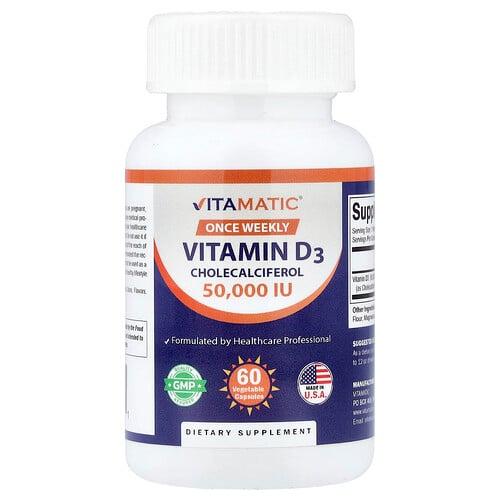 Vitamatic Vitamin D3 1 250 Mcg 50 000 Iu 60 Vegetable Capsules product image