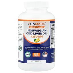 Vitamatic Norwegian Cod Liver Oil Lemon 120 Softgels