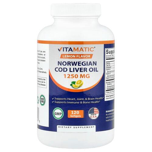 Vitamatic Norwegian Cod Liver Oil Lemon 120 Softgels