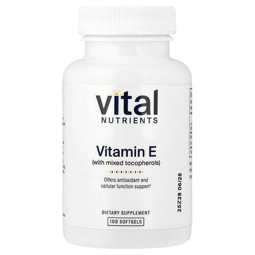 Vital Nutrients Vitamin E With Mixed Tocopherols 100 Softgels