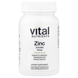 Vital Nutrients Zinc Citrate 30 Mg 90 Vegan Capsules