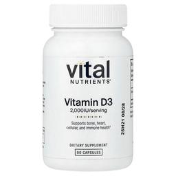 Vital Nutrients Vitamin D3 90 Capsules 50 Mcg 2 000 Iu Per Capsule